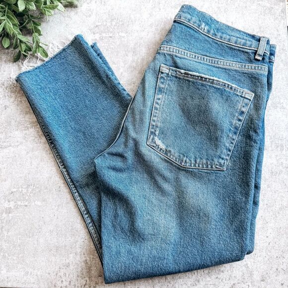 Zara High Rise Crop Straight Leg Medium Wash Denim Size 8 - Picture 1 of 6